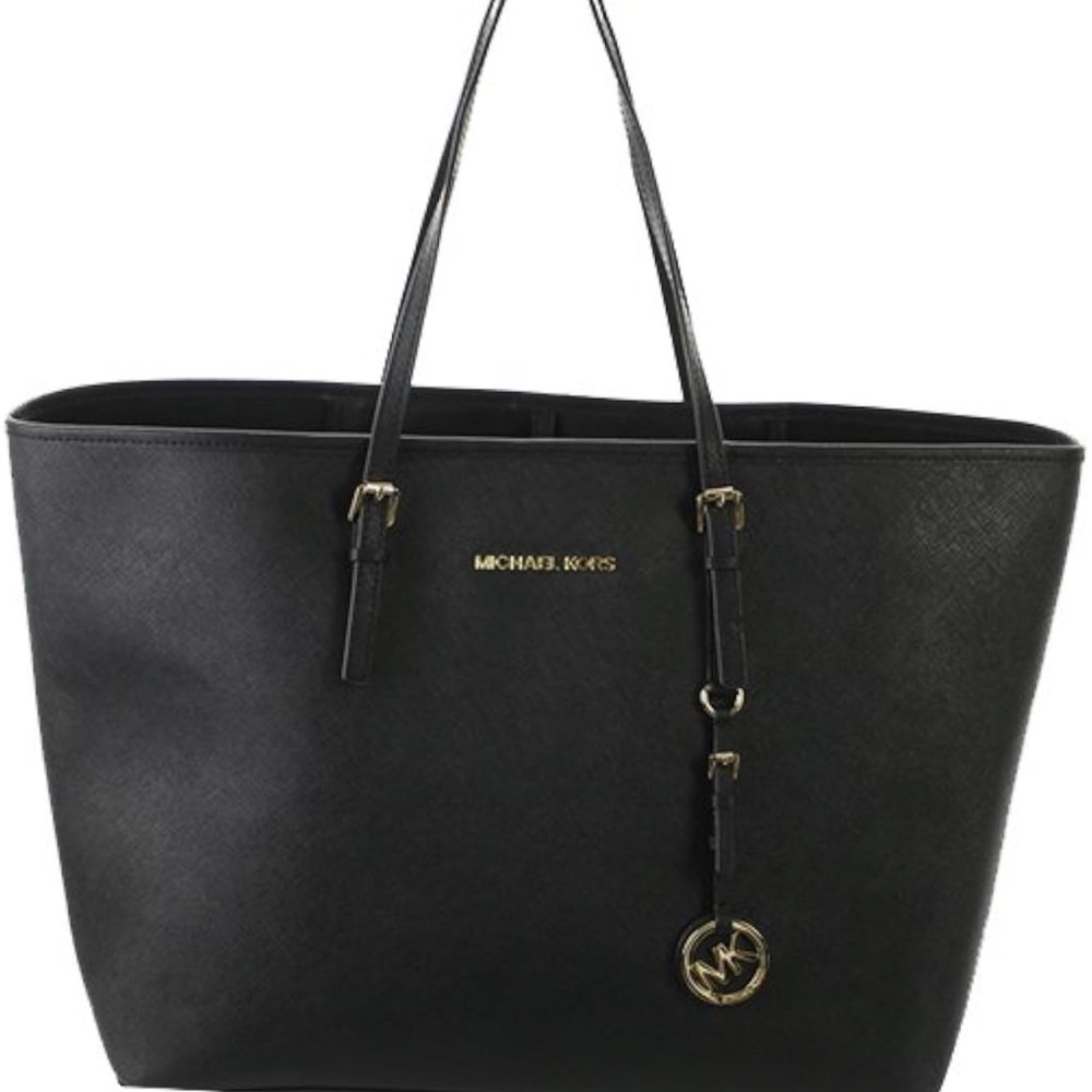 Michael Kors Black Saffiano Leather Top Zip Tote Bag